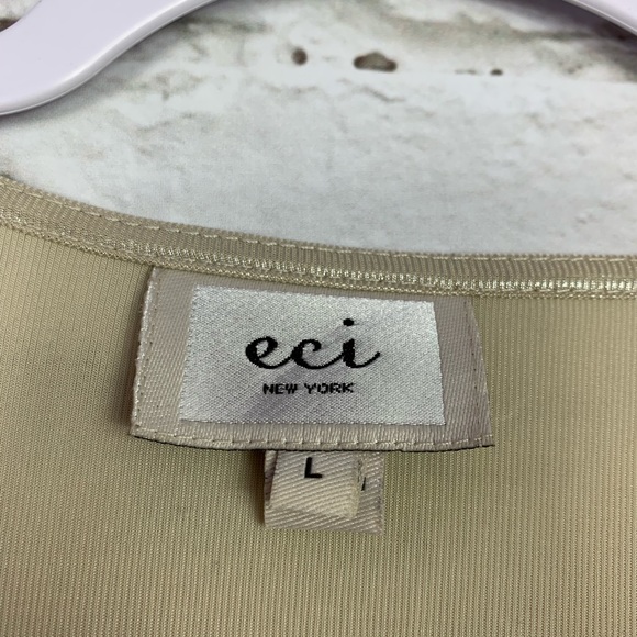 ECI New York Metallic Gold Rosette VNeck Blouse L - Picture 6 of 7